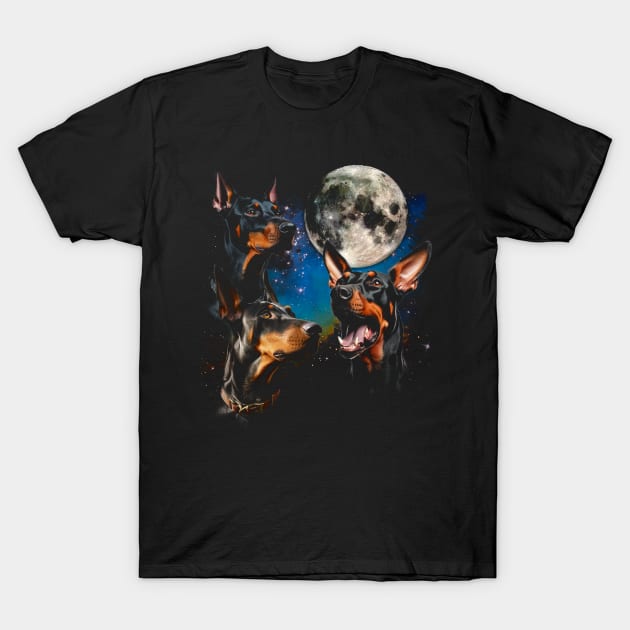 Doberman Pinscher Dog Moon Tee Talk Triumph Extravaganza T-Shirt by Kleurplaten kind